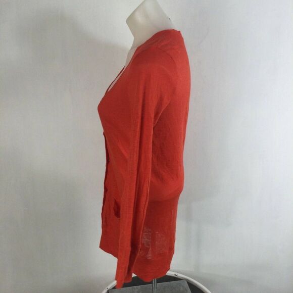 J Crew Whisper Linen Orange Button Down Cardigan Sweater Womens Size XS 81129 - Picture 2 of 9